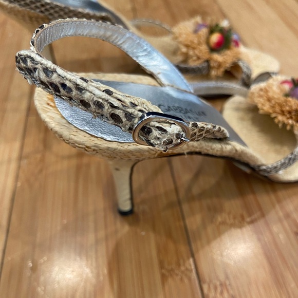 DOLCE & GABBANA shoes Raffia & Fruit Snakeskin Slingback Sandals Heels - Picture 6 of 14